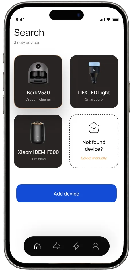 Kyntra device search screen